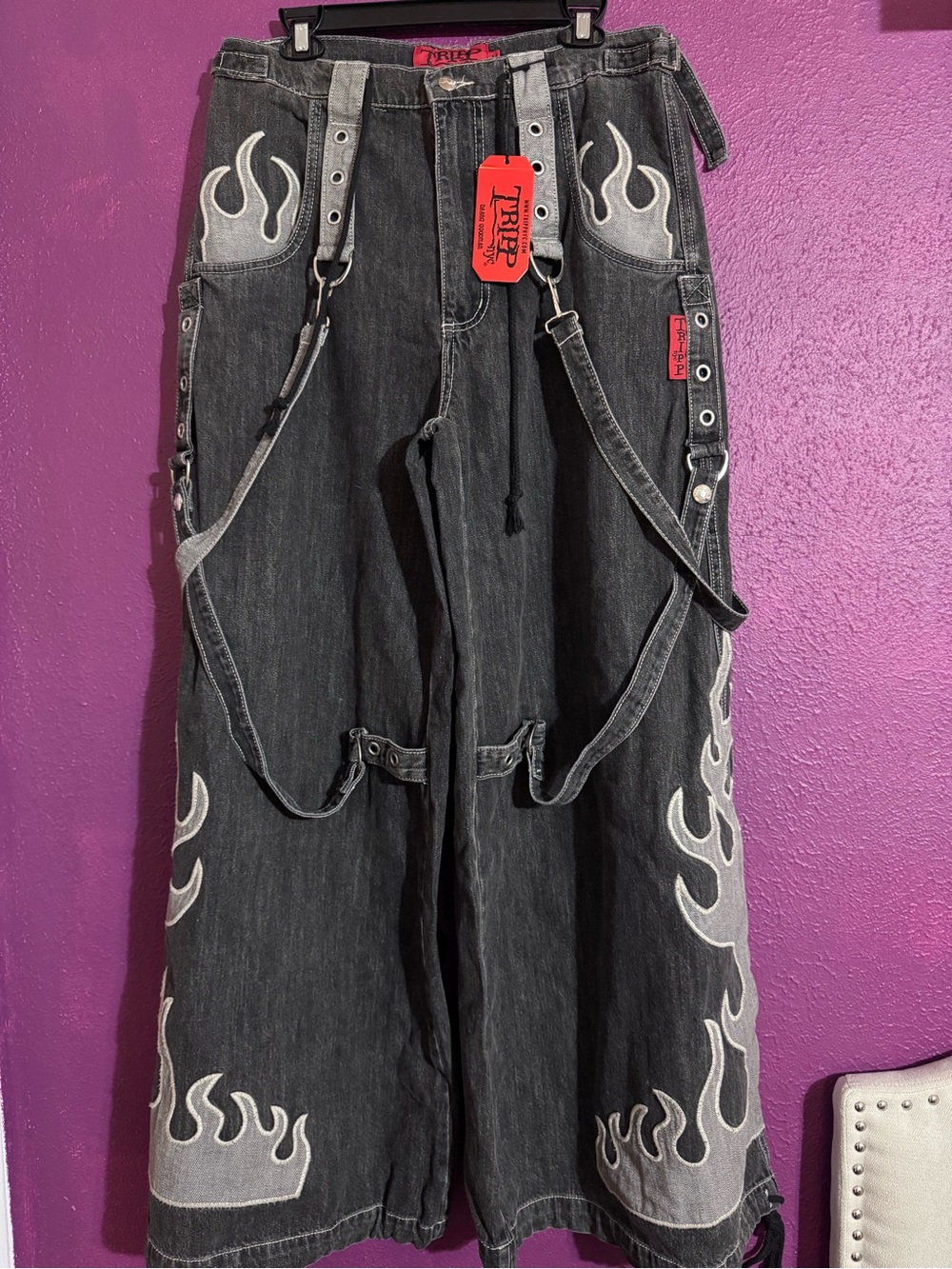 Tripp NYC Black Denim Flame Street Pants